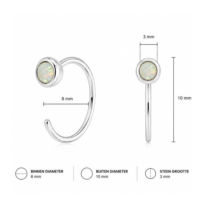 Hugging oorringetjes opal - zilver