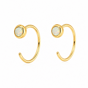 Hugging oorringetjes opal - goud