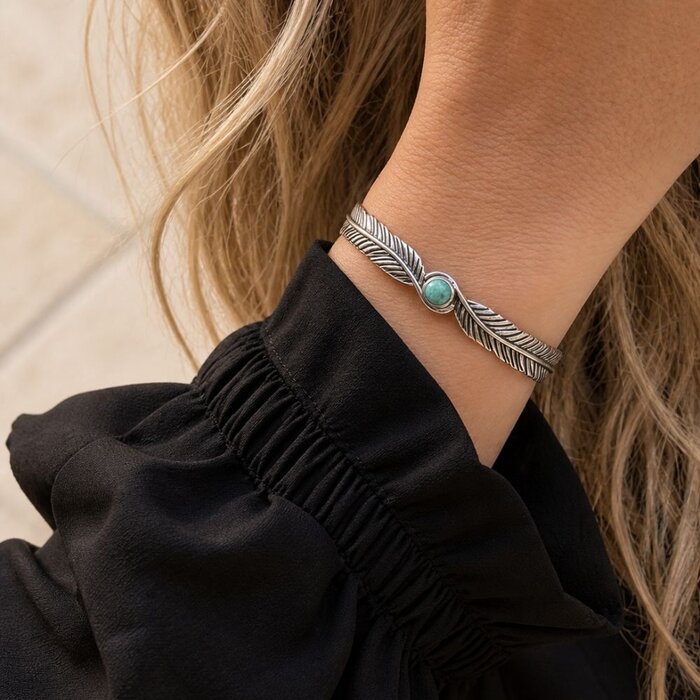 Turquoise Spirit Bangle - 925 zilver