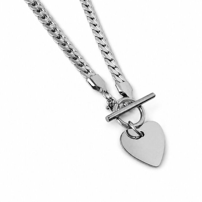 Chunky Heart Necklace - zilver