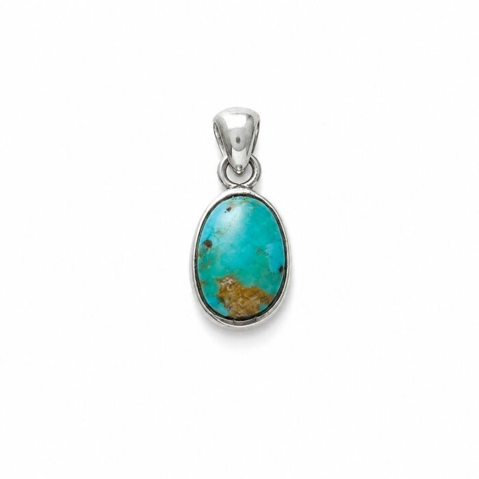 Ovalen hanger turquoise - 925 zilver