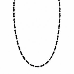 Zwarte kralen ketting Lia - 925 zilver