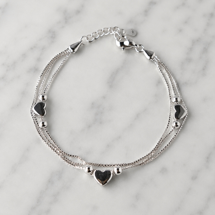 Armband hartjes - 925 zilver