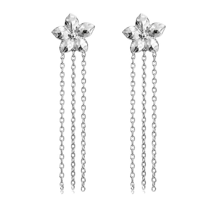 Flowery thread earrings - 925 zilver