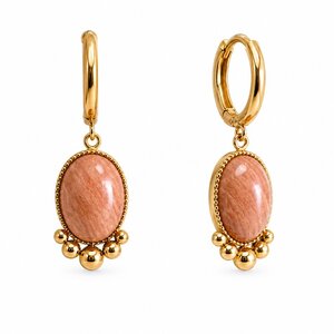 Huggie earrings Sunstone - goud