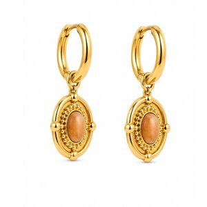 Huggie oorbellen Sunstone goud