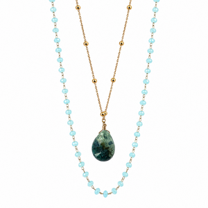 Ketting layered   gemstone goud