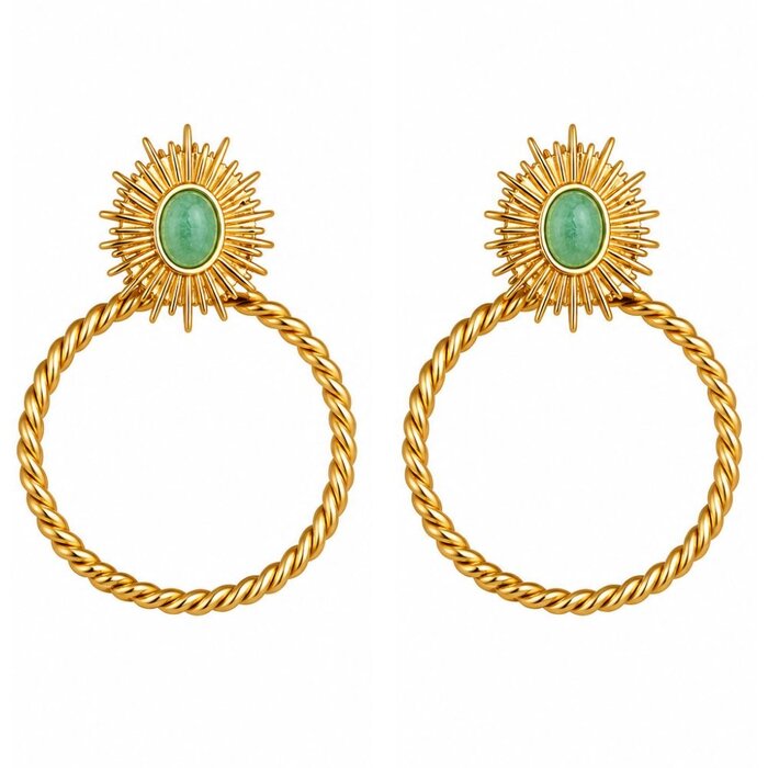 Statement oorbellen amazoniet