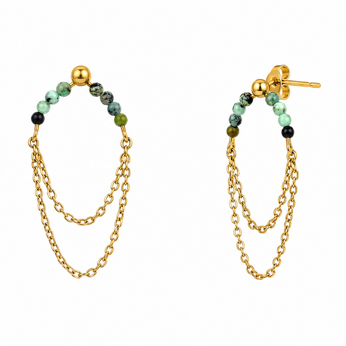 Oorbellen African Turquoise goud