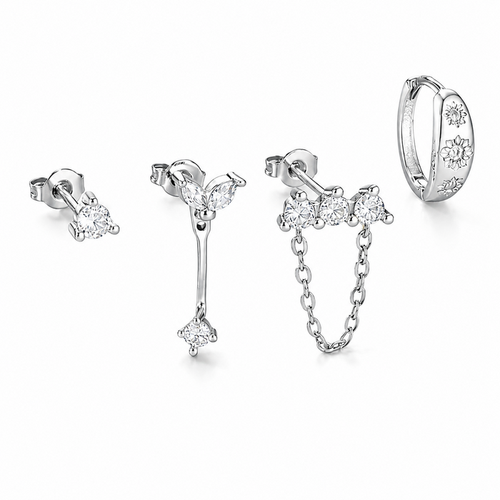 Oorbellen set Sparkly zilver