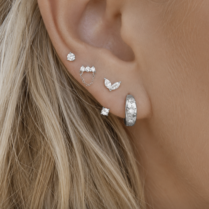 Oorbellen set Sparkly zilver