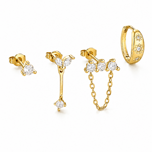 Oorbellen set sparkly goud