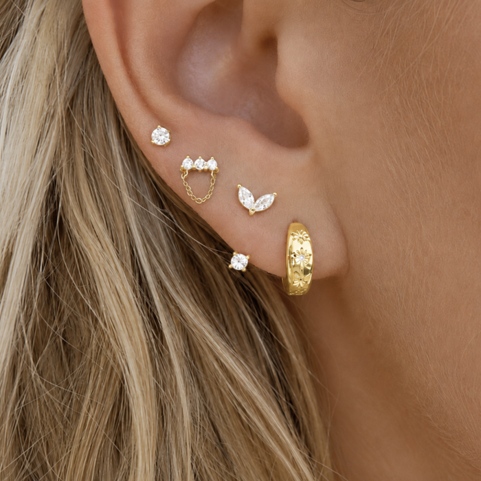 Oorbellen set sparkly goud