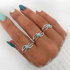Ring Larimar 925 zilver Maat 19