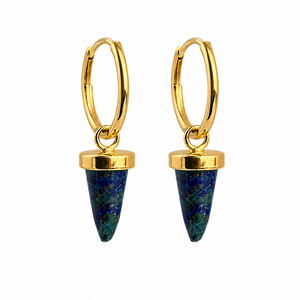 Oorringen blue lapiz goldplated