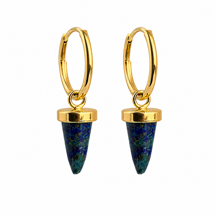 Oorringen blue lapiz goldplated