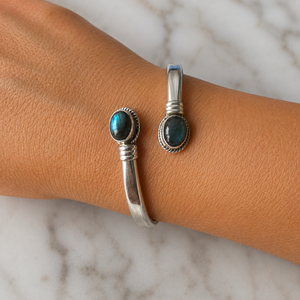 Bangle doble labradoriet - 925 zilver