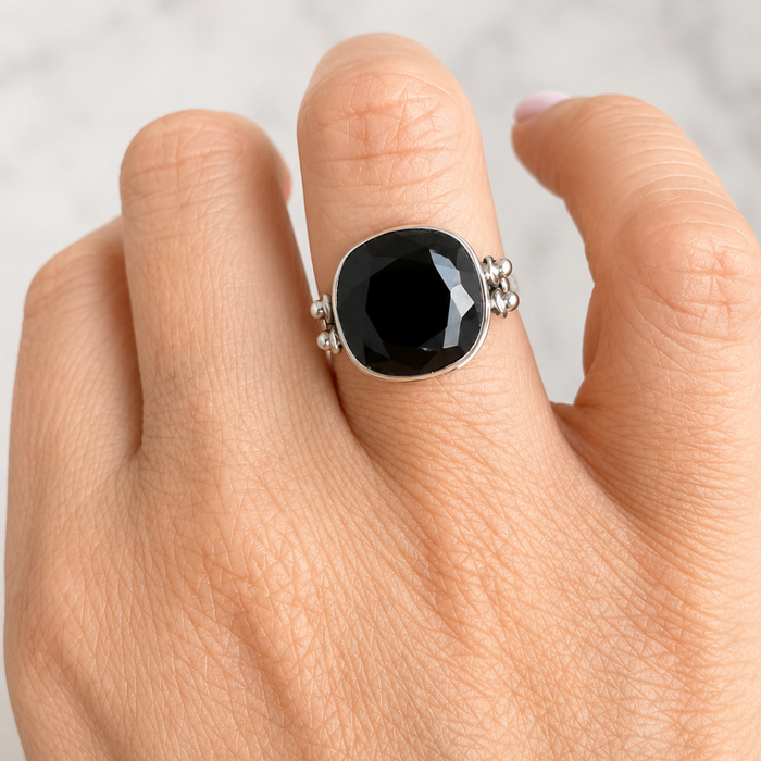 Boho ring Square Onyx - 925 zilver