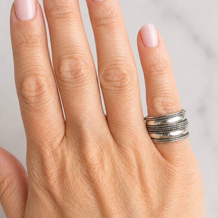 Boho ring dots 925 zilver