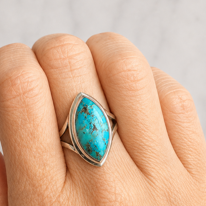 Boho ring Turquoise 925 zilver