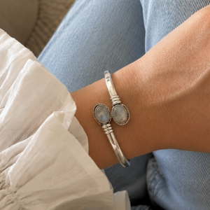 Bangle doble maansteen - 925 zilver