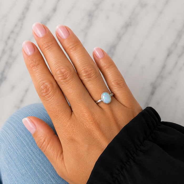 Edelsteen ring opal - 925 zilver