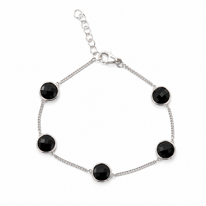 Armband black onyx beads - 925 zilver