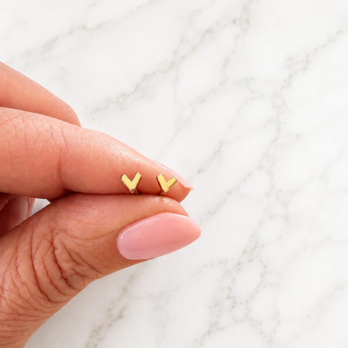 Mini oorringetjes chevron - goldplated