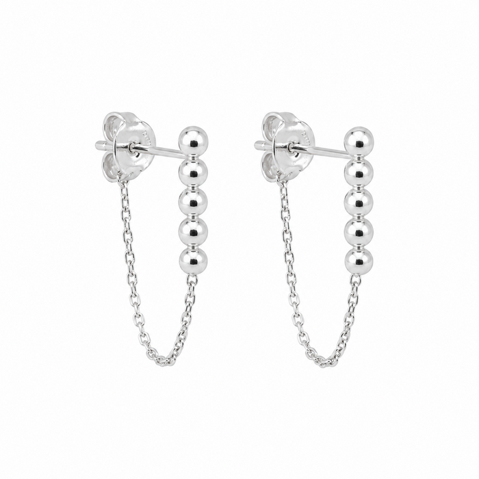 Oorknopjes met chain - 925 zilver