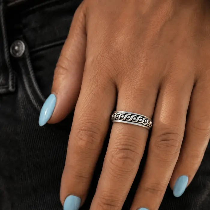 Boho spin ring Weave - 925 zilver