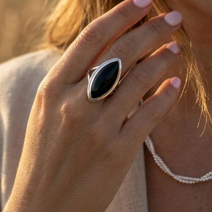 Onyx  ring Zia - 925 zilver