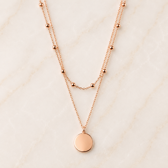 Dubbele ketting - rose plated