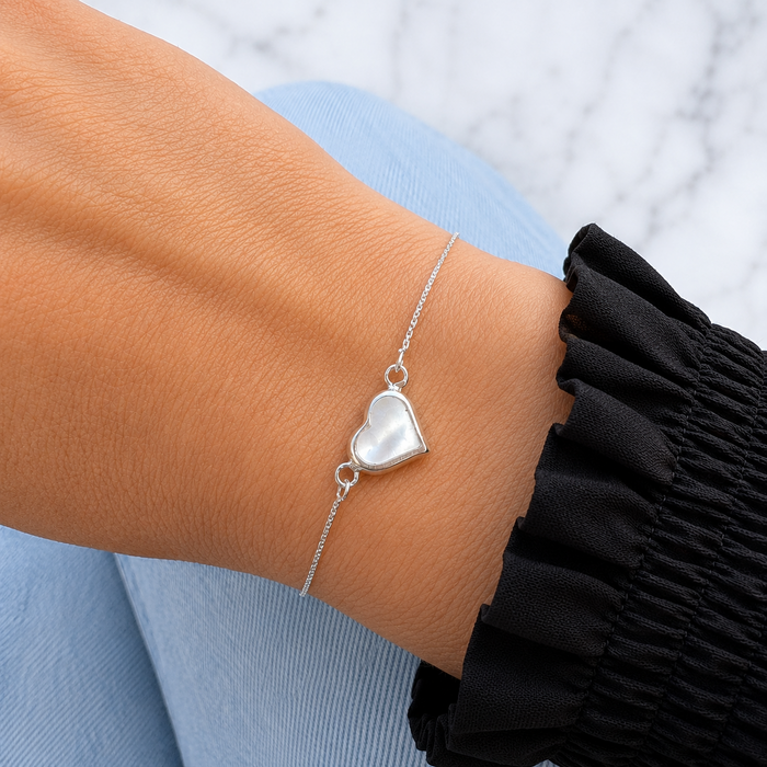 Armband hart schelp - 925 zilver