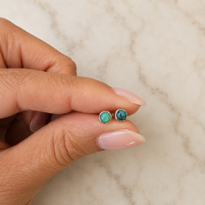 Turquoise oorknopjes - 925 zilver