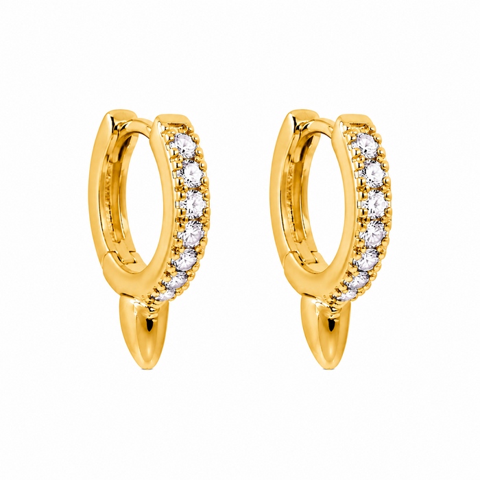 Zirkonia spike oorringen - goldplated