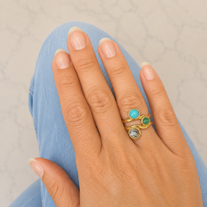 Stainless steel ring turquoise - maat 18