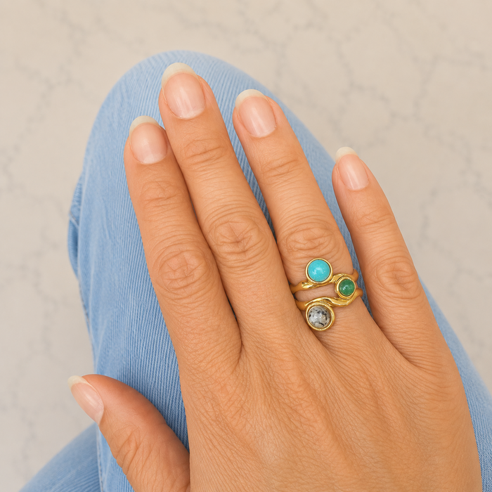 Stainless steel ring turquoise - maat 18