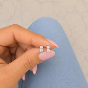 Oorknopjes double zirkonia - 925 zilver