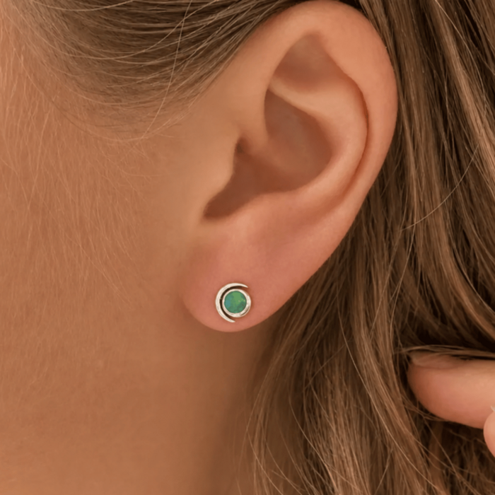Luna Turquoise oorknopjes - 925 zilver