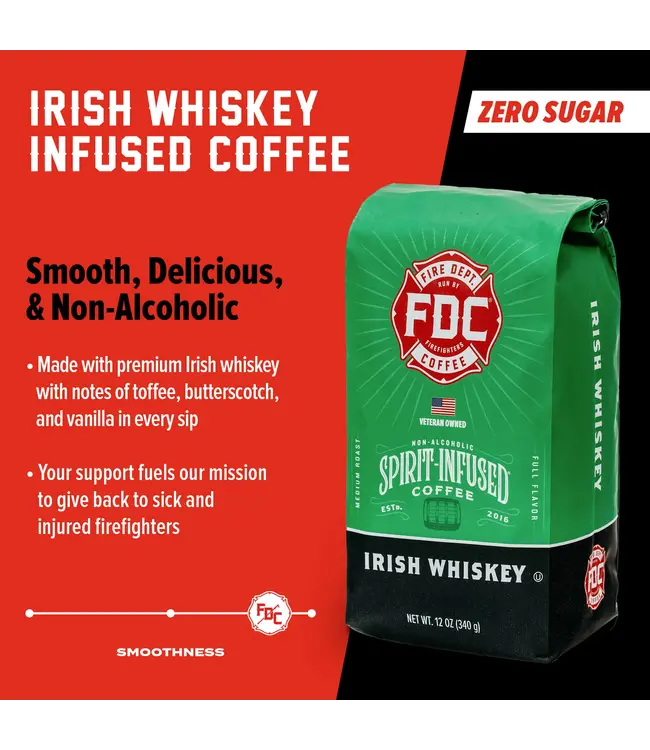 Fire Department Coffee FDC Coffee Irish Whiskey Infused Coffee 340 G