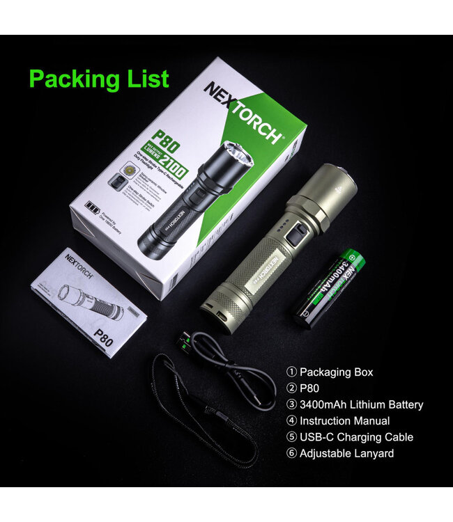 Nextorch NEXTORCH P80 One-Step-Strobe Duty Flashlight - 2100 Lumens