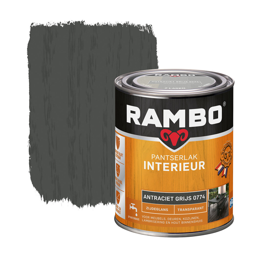 Rambo Pantserlak Interieur Transparant Zijdeglans Antr.Grijs 0774 Rambo Pantserlak Interieur Transparant Zijdeglans Antr.Grijs 0774