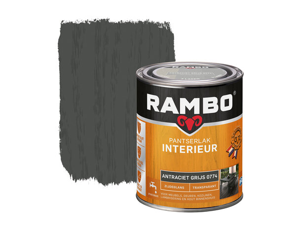 Rambo Pantserlak Interieur Transparant Zijdeglans Antr.Grijs 0774 Rambo Pantserlak Interieur Transparant Zijdeglans Antr.Grijs 0774