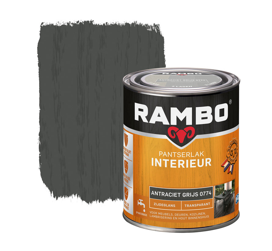 Rambo Pantserlak Interieur Transparant Zijdeglans Antr.Grijs 0774 - 250 ML