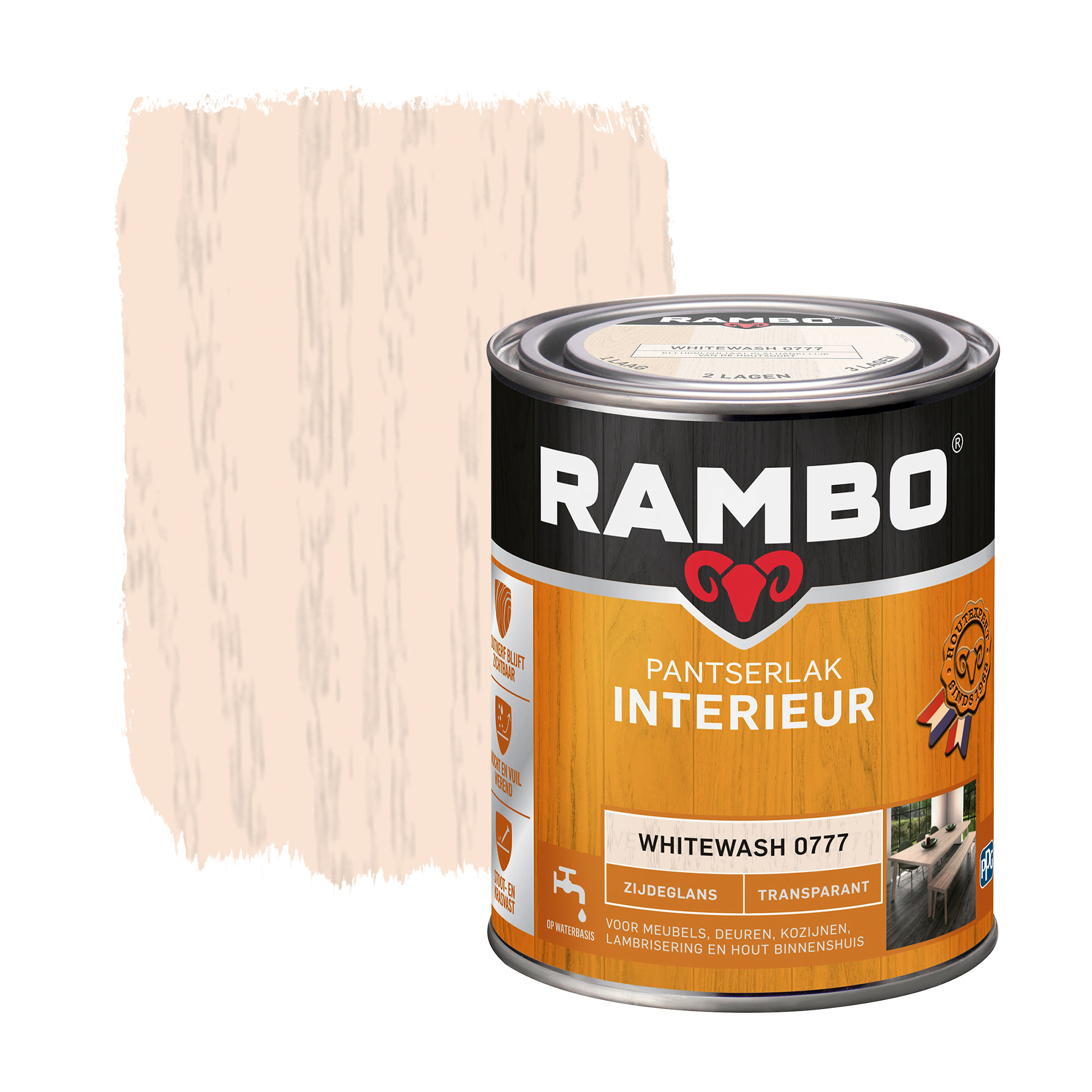 Pantserlak Interieur Transparant Zijdeglans Whitewash 0777 | 750 ML