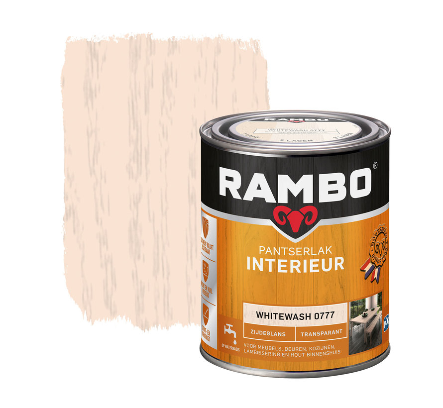 Rambo Pantserlak Interieur Transparant Zijdeglans Whitewash 0777 - 250 ML