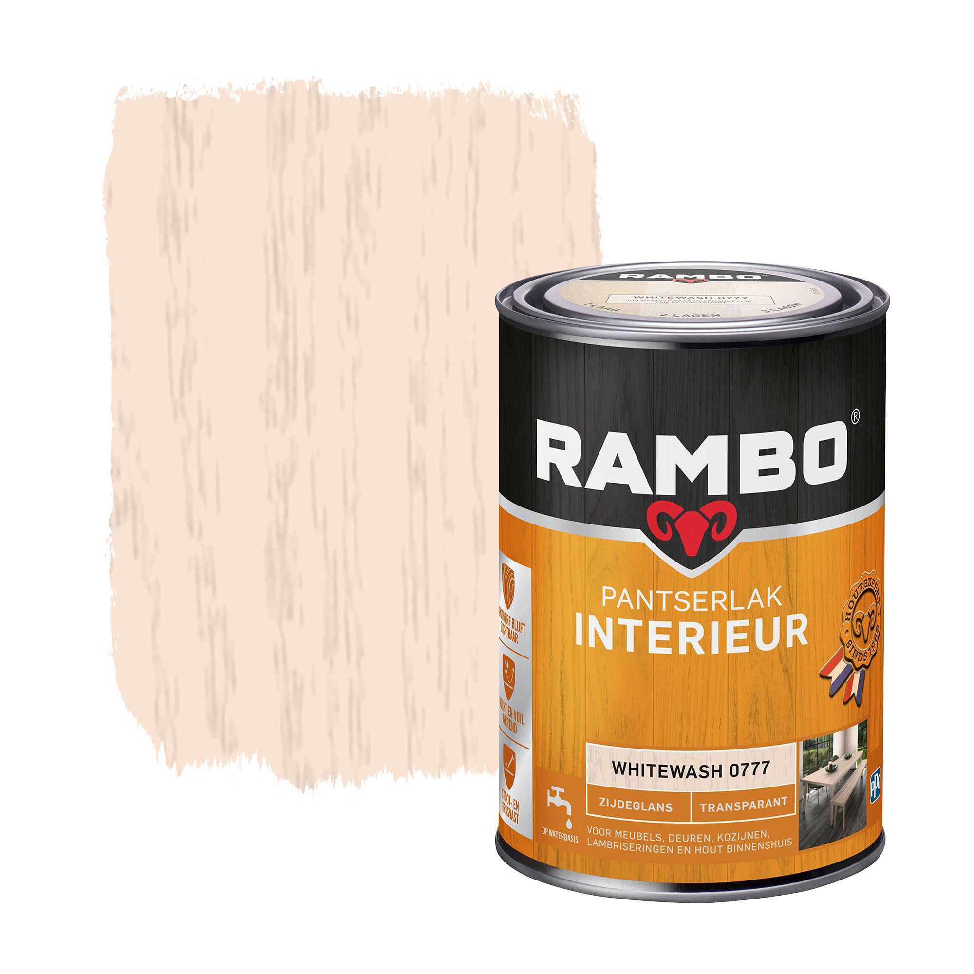 Pantserlak Interieur Transparant Zijdeglans Whitewash 0777 | 1,25 LTR
