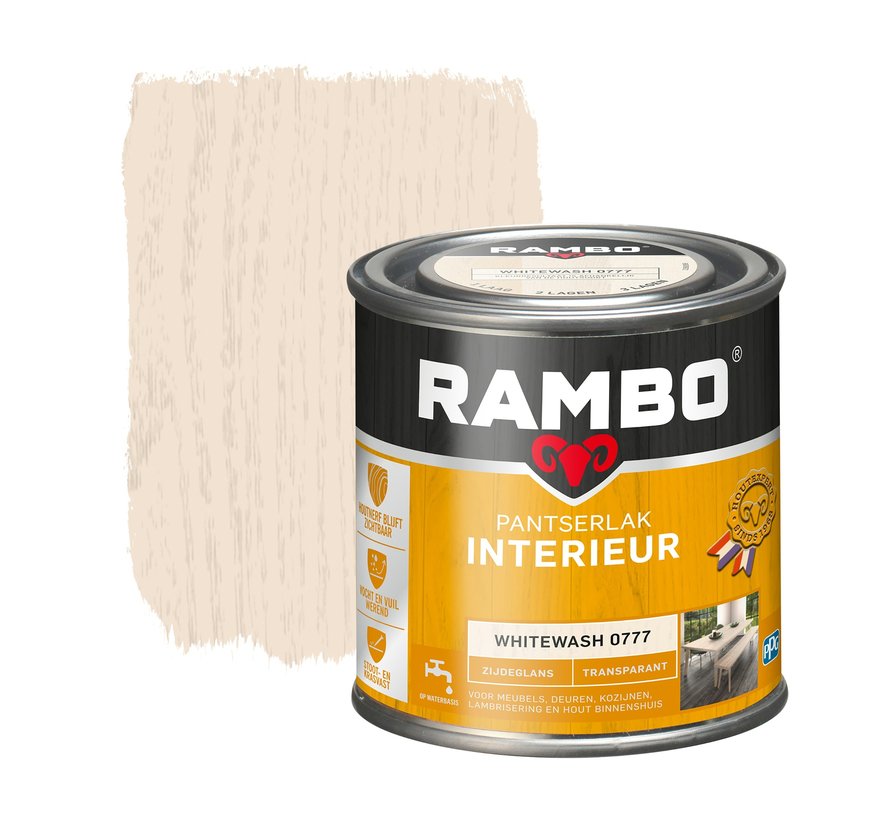 Rambo Pantserlak Interieur Transparant Zijdeglans Whitewash 0777 - 250 ML