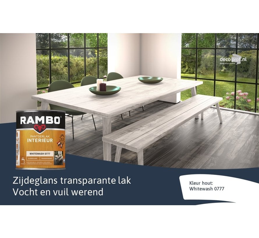 Rambo Pantserlak Interieur Transparant Zijdeglans Whitewash 0777 - 250 ML