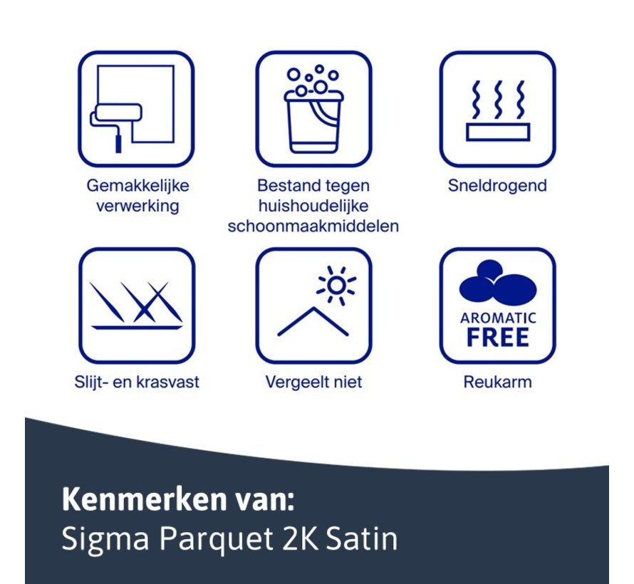 Sigma Parquet 2K Satin Set | Zijdeglans 2K Blanke Lakverf Binnen - 1 LTR